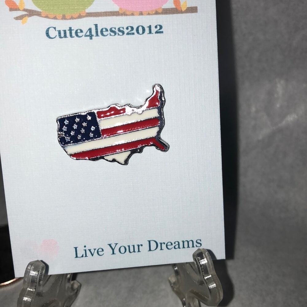 American Flag United States Shaped Pin Brooch